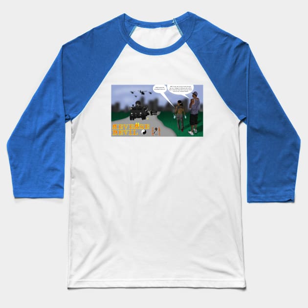 Fantasy Dre Trouble Scene Baseball T-Shirt by A-MAN'S COMICS